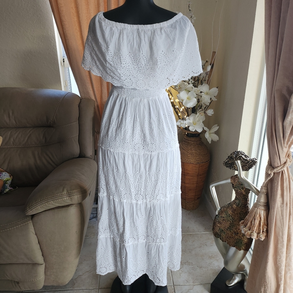 NAOO Nation AK Outfits Summer Off-the-Shoulder White Dress size S - Picture 4 of 7